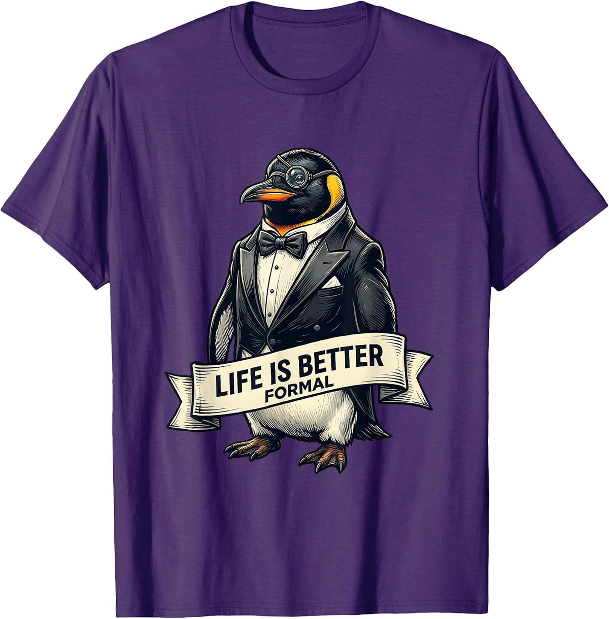 Life Is Better Formal Tuxedo Graphic Design T-Shirt - Purple