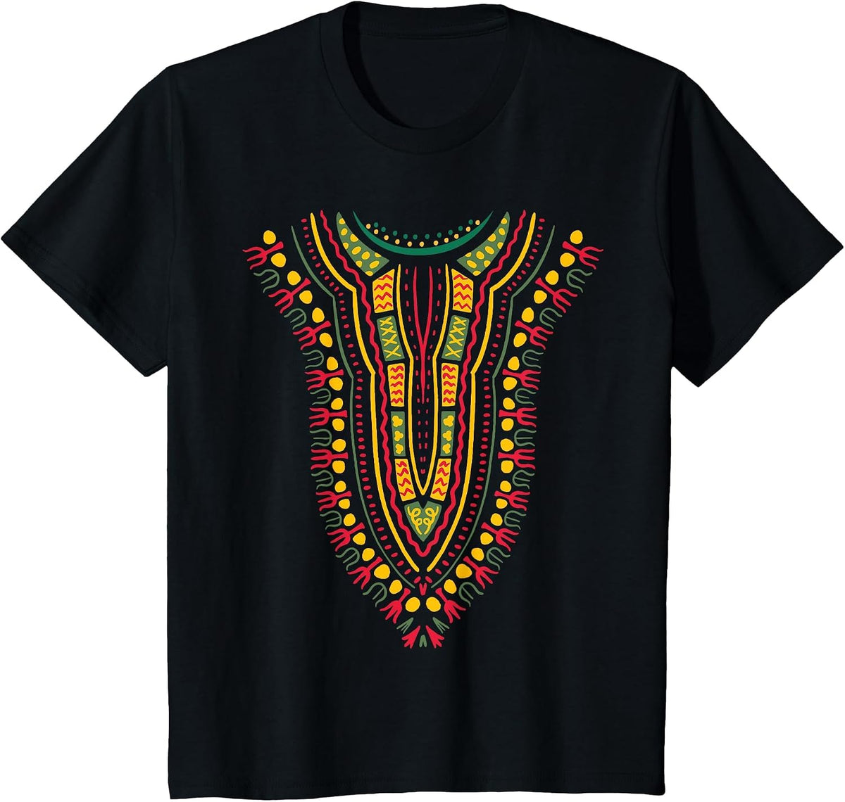 Dashiki Print Kente Ethnic African Pride for Kids Boys Girls T-Shirt - Black