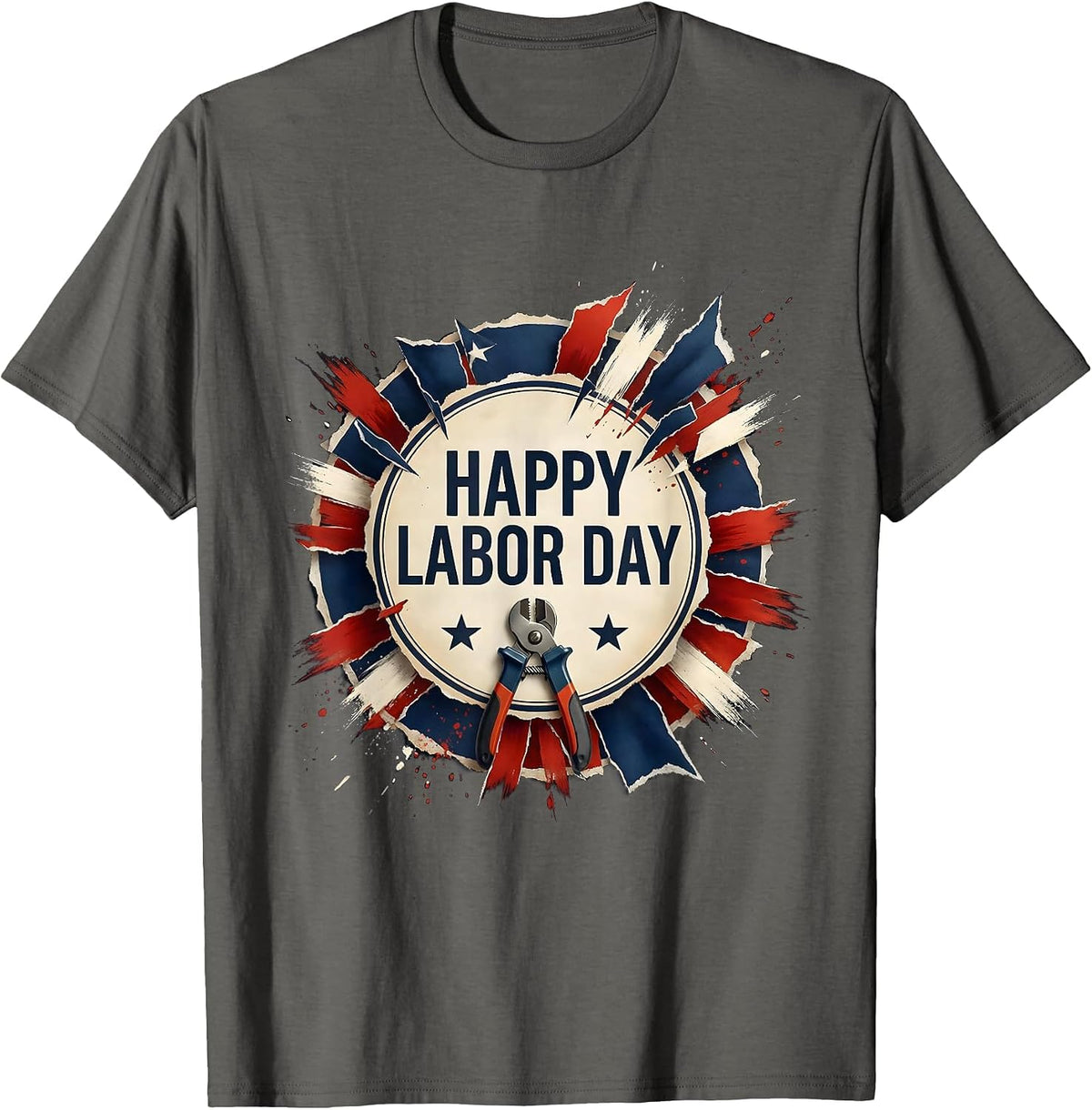 Happy Labor Day Patriotic Union Worker Pride Custom Style T-Shirt - Asphalt Grey