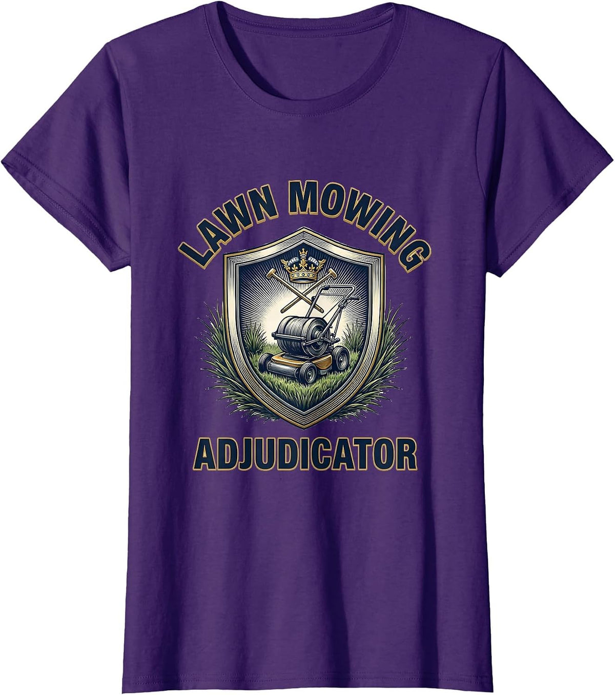 Women's Lawn Mowing Adjudicator Funny Lawn Mower Dad Gift T-Shirt - Purple