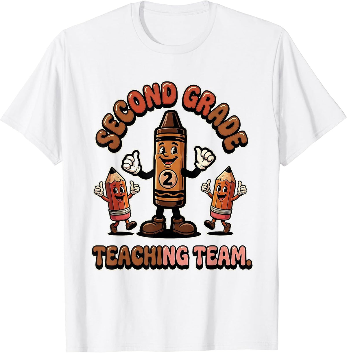 Men's Second Grade Teaching Team Retro Teacher Appreciation Humor T-Shirt - White