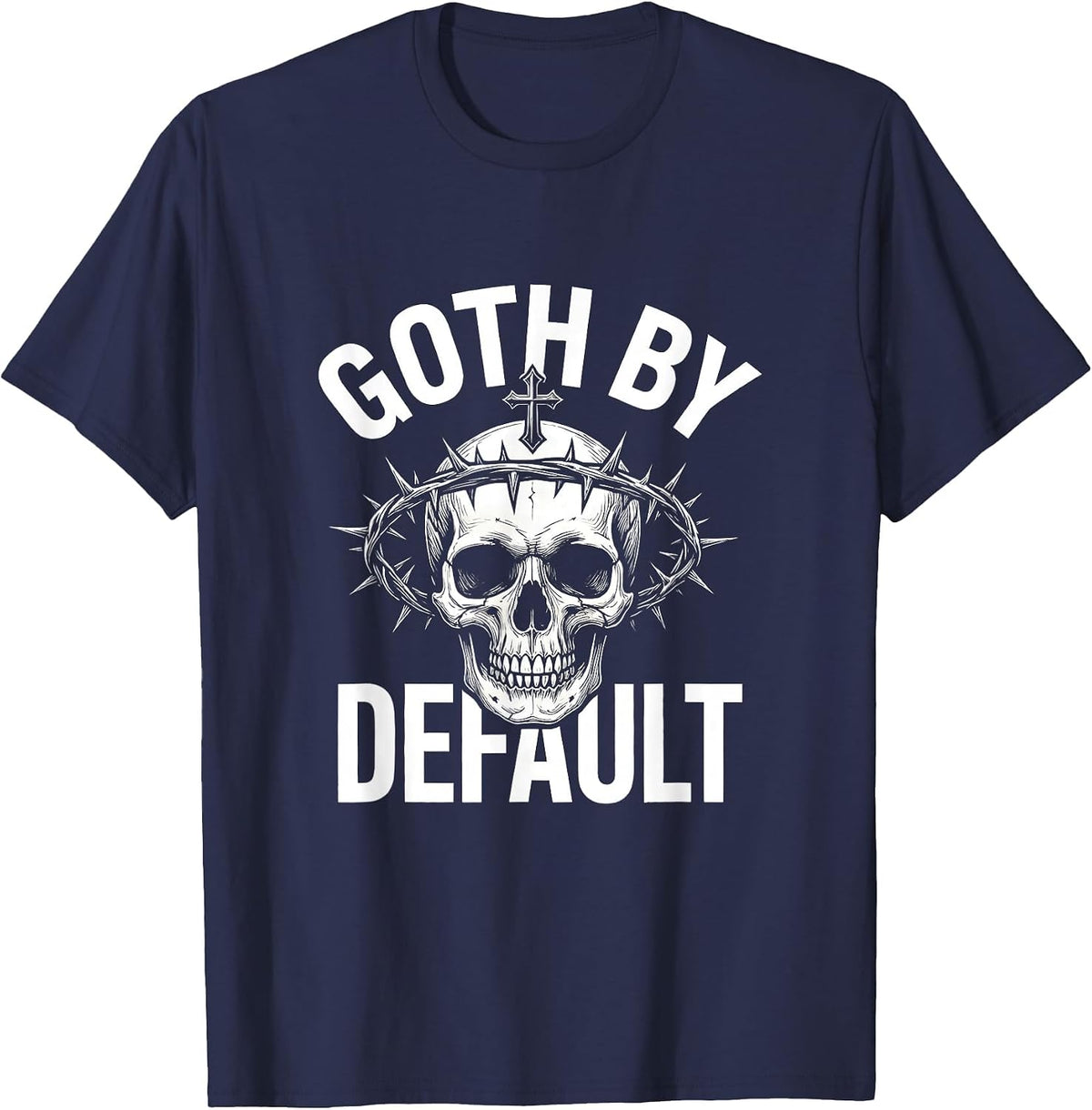 Goth By Default Monochromatic Skull Alt Aesthetic Emo Goth T-Shirt - Navy Blue