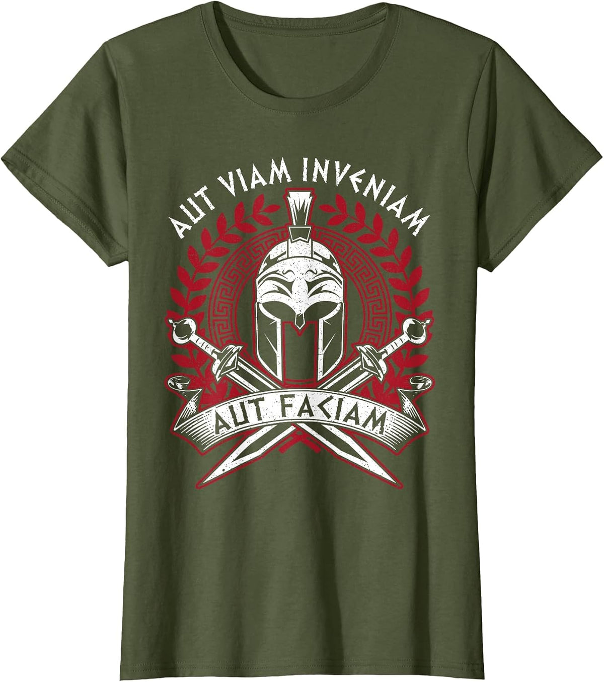 AUT Inveniam Viam AUT Faciam Latin Quote Roman Empire Rome T-Shirt - Olive Green
