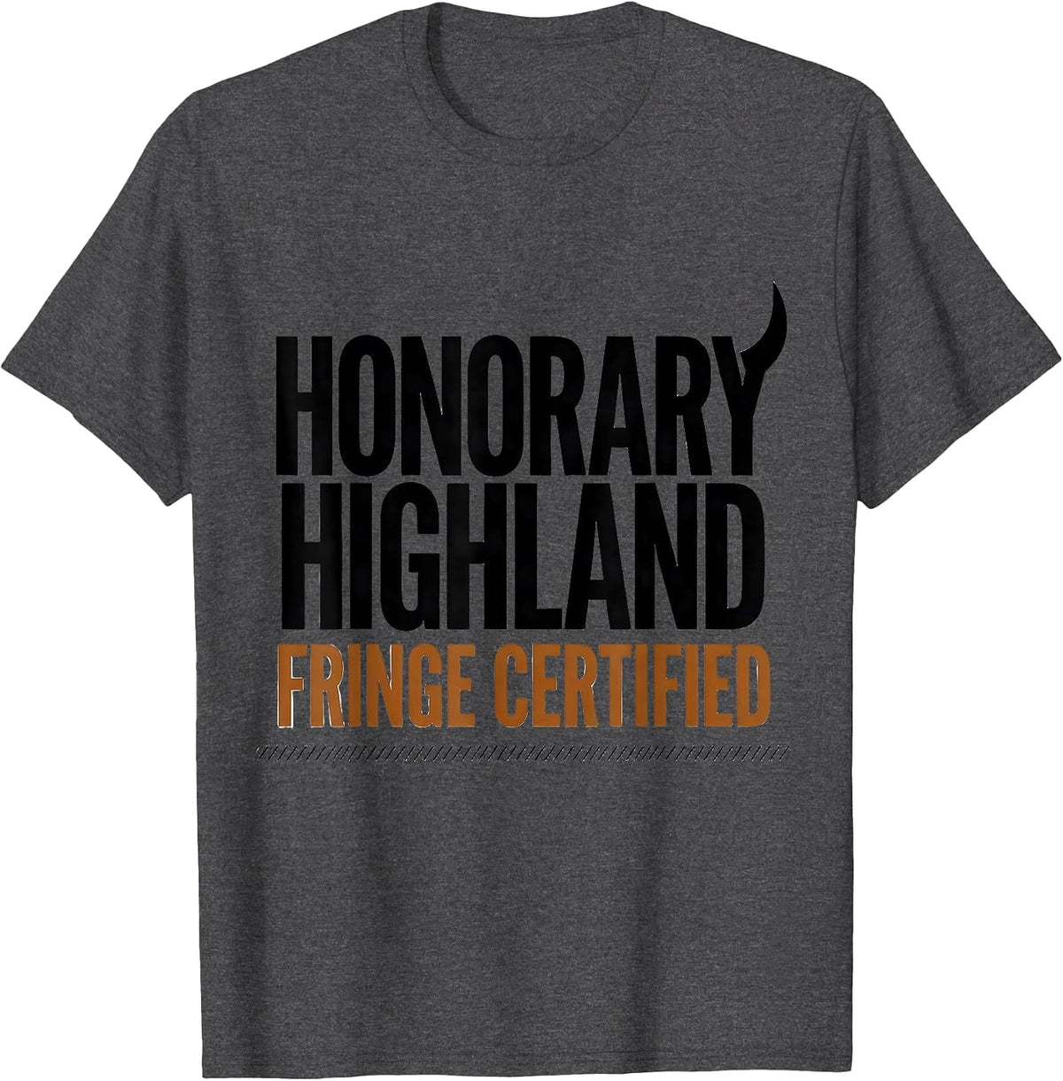 Men's Honorary Highland Fringe Certified Funny Highland Cow Sassy T-Shirt - Dark Heather Grey