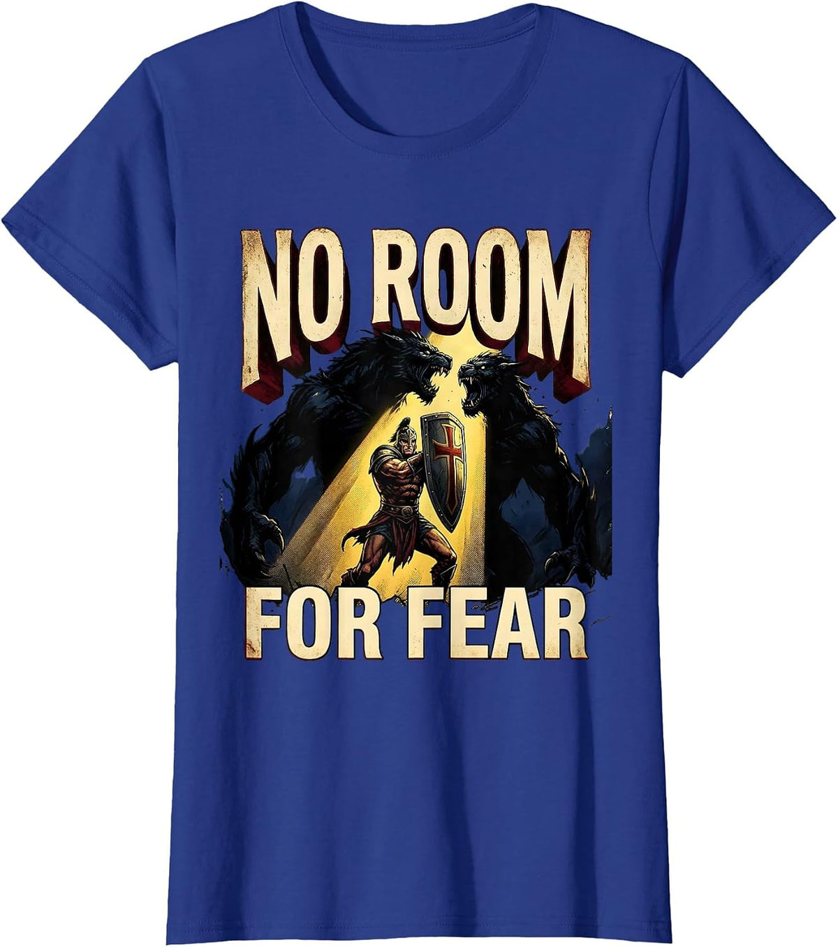 Women's No Room For Fear Faith Over Fear Graphic Design T-Shirt - Royal Blue