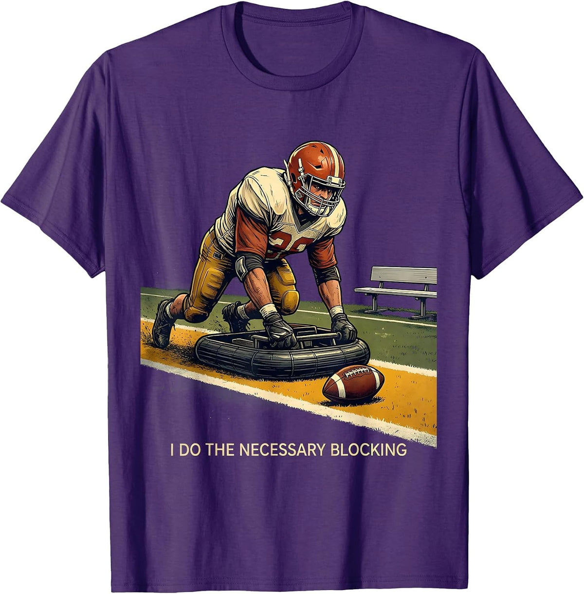 Men's I Do The Necessary Blocking Funny Football Lineman Fan Humor T-Shirt - Purple