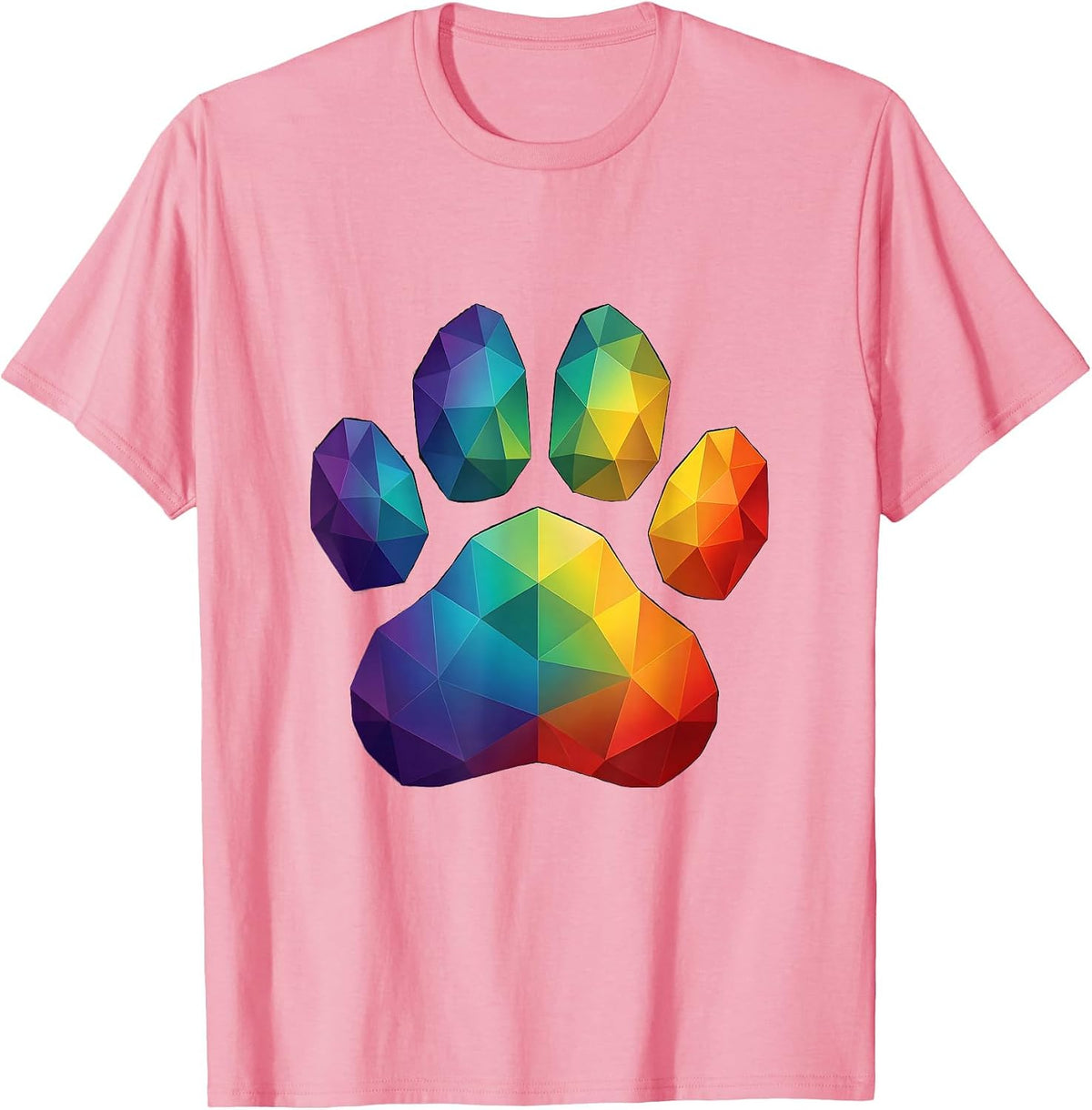 Geometric Bear Paw Rainbow Pride Graphic T-Shirt - Pink
