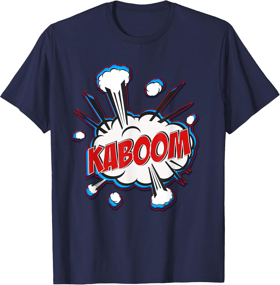 Kaboom Cartoon Comic Sound Effects T-Shirt T-Shirt - Navy Blue