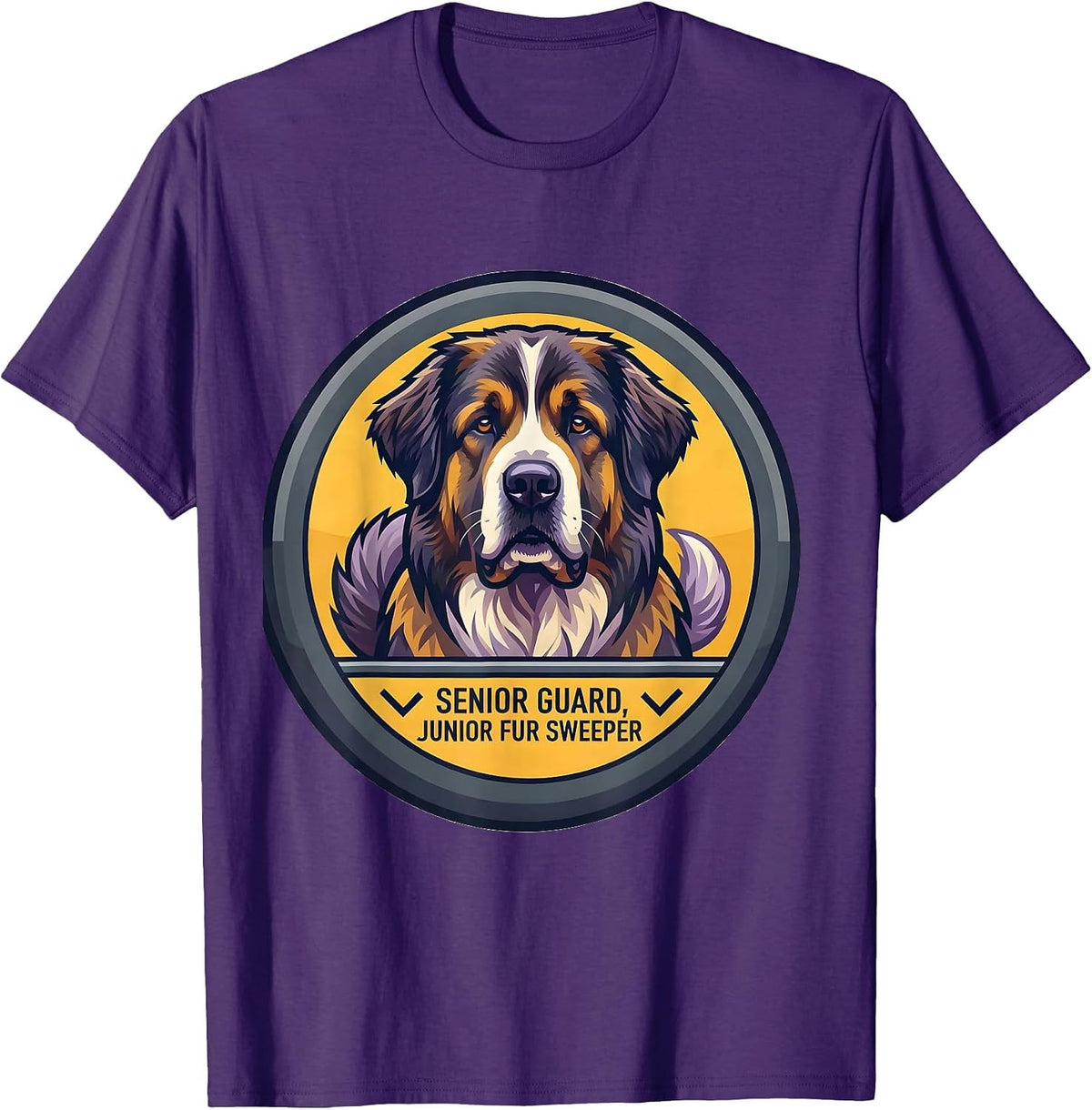 Men's Senior Guard Junior Fur Sweeper Funny Great Pyrenees Dog T-Shirt - Purple