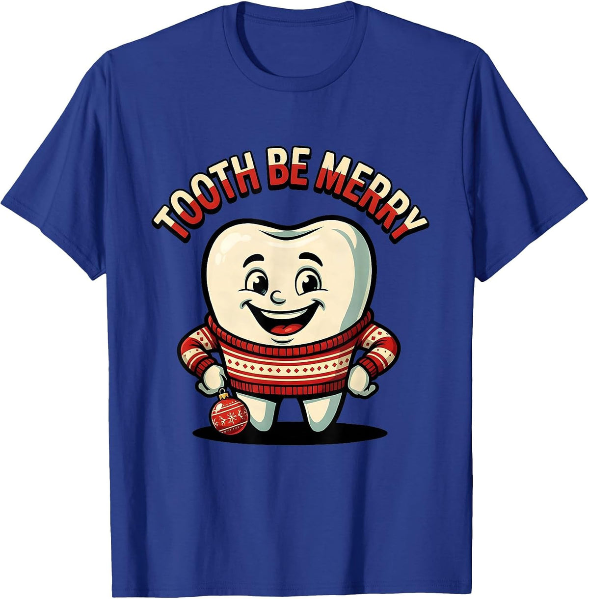 Men's Tooth Be Merry Cartoon Dental Team Christmas Halloween T-Shirt - Royal Blue