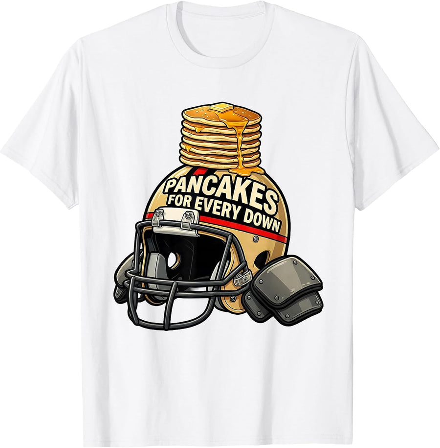 Men's Pancakes For Every Down Funny Football Lineman Offensive T-Shirt - White