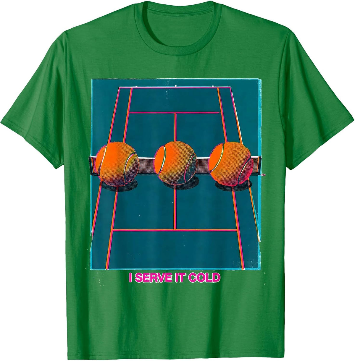 Men's I Serve It Cold Funny Tennis Player Gift for Grandpa Dad Mom T-Shirt - Kelly Green