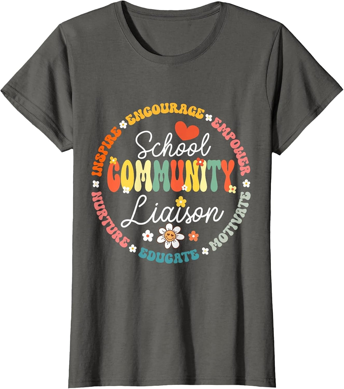 Groovy School Community Liaison Back to School Appreciation T-Shirt - Asphalt Grey