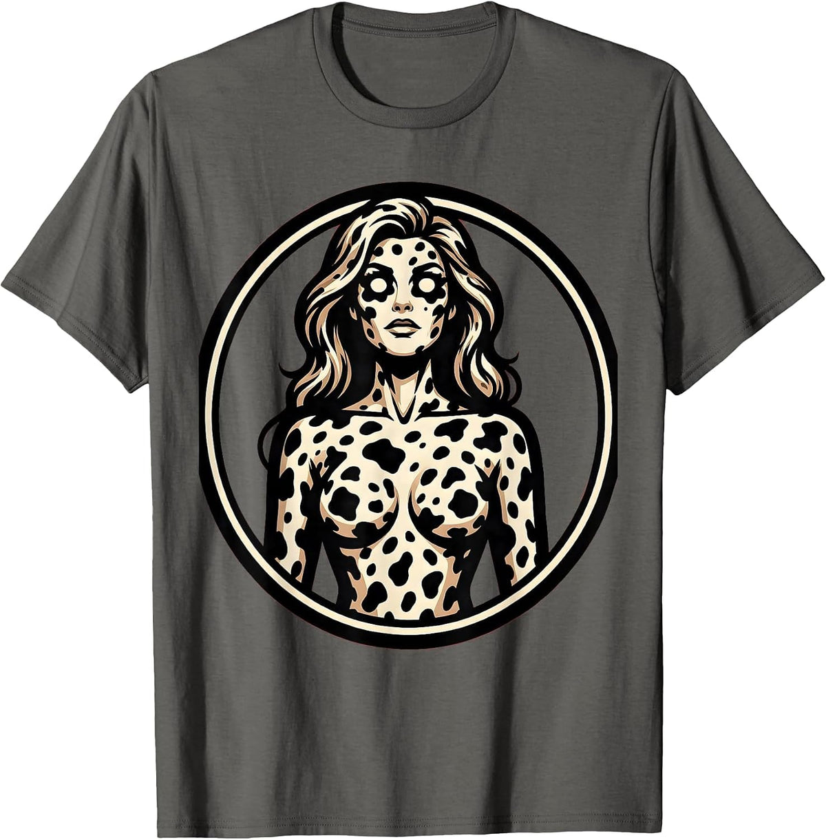 Dalmatian Spots Silhouette Artistic Graphic Design T-Shirt - Asphalt Grey