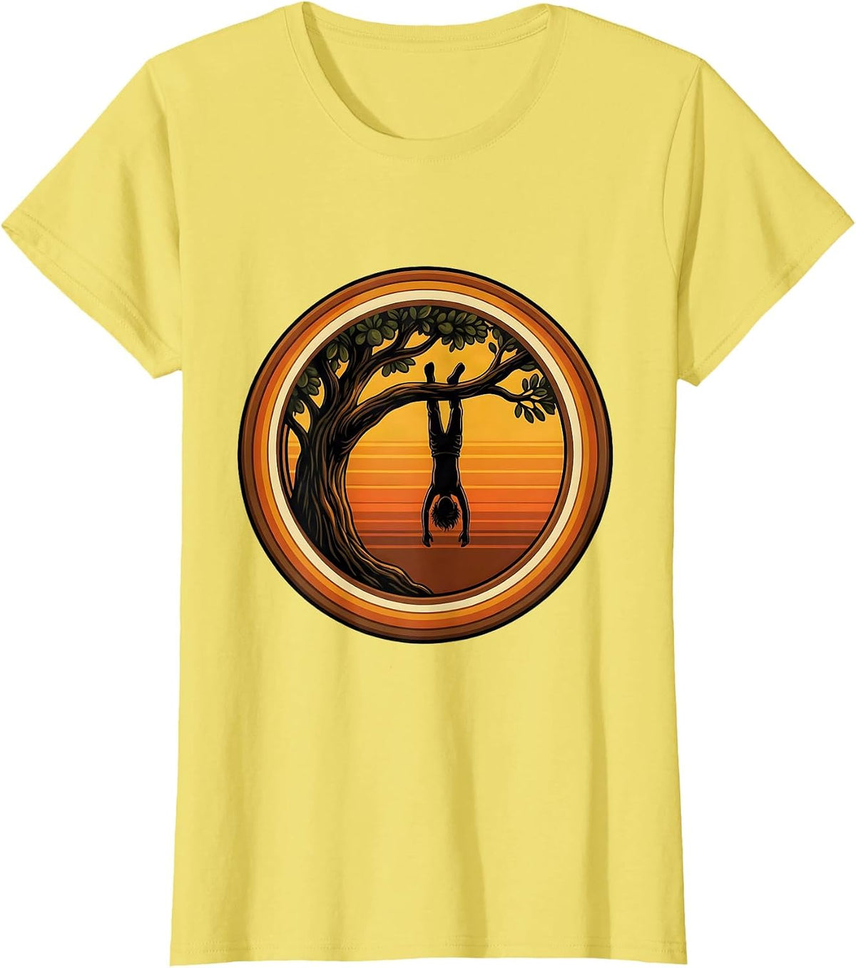 Women's Boy Mom Upside Down Tree Climbing Adventure T-Shirt - Lemon Yellow