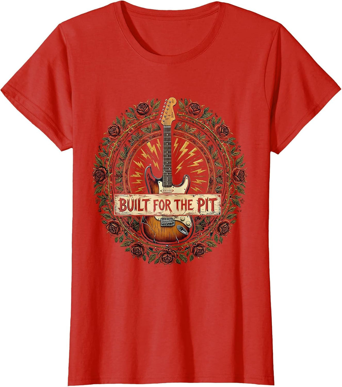 Built for the Pit Rock and Roll Graphic Design T-Shirt - Red