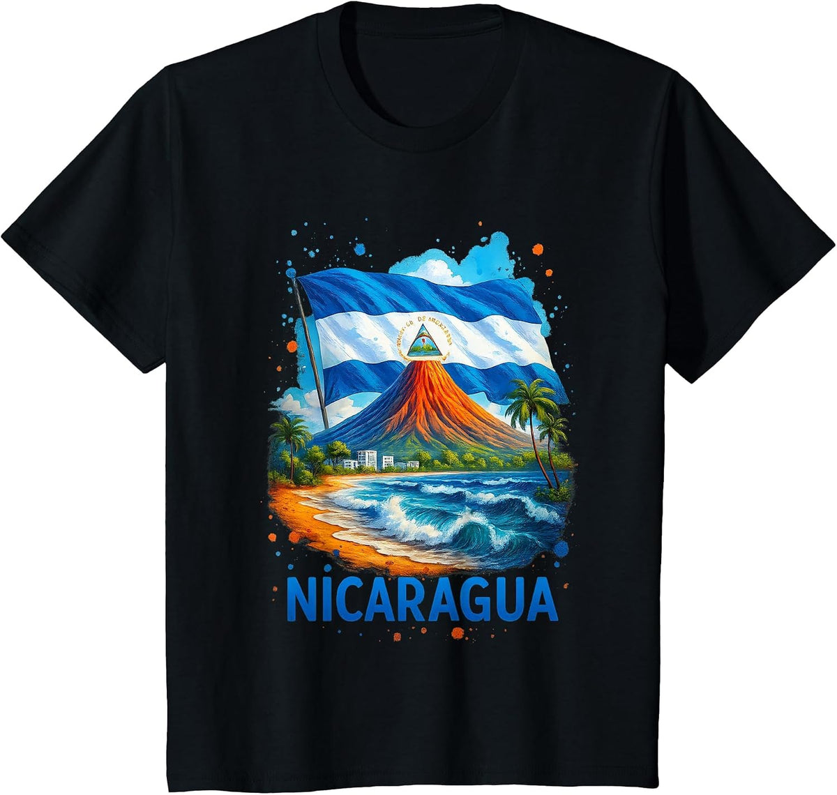 Nicaragua Flag Hispanic Heritage Month Nicaraguan Men Women T-Shirt - Black