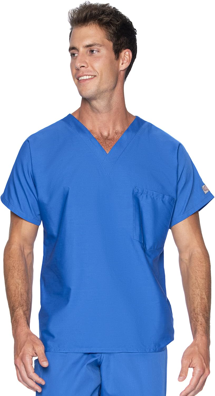Landau Scrub Zone Unisex Relaxed Fit 1-Pocket V-Neck Scrub Top 71221 - Royal Blue