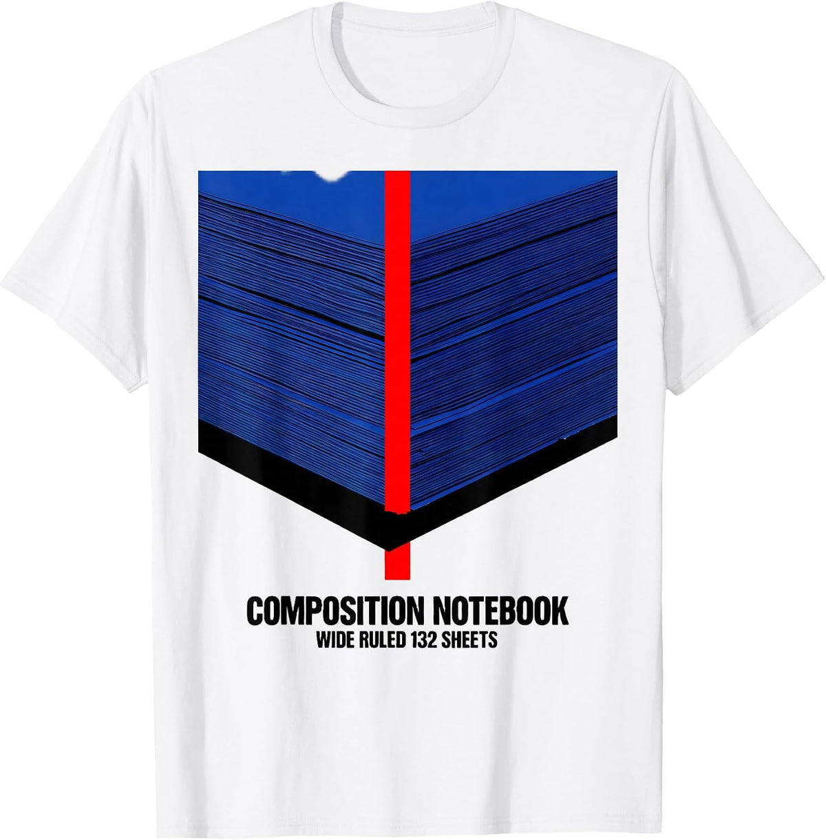 Men's Composition Notebook Wide Ruled 132 Sheets Teacher T-Shirt - White