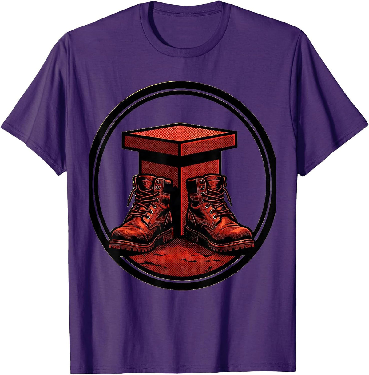 Men's Working Boots Behind the Podium Political Graphic T-Shirt - Purple