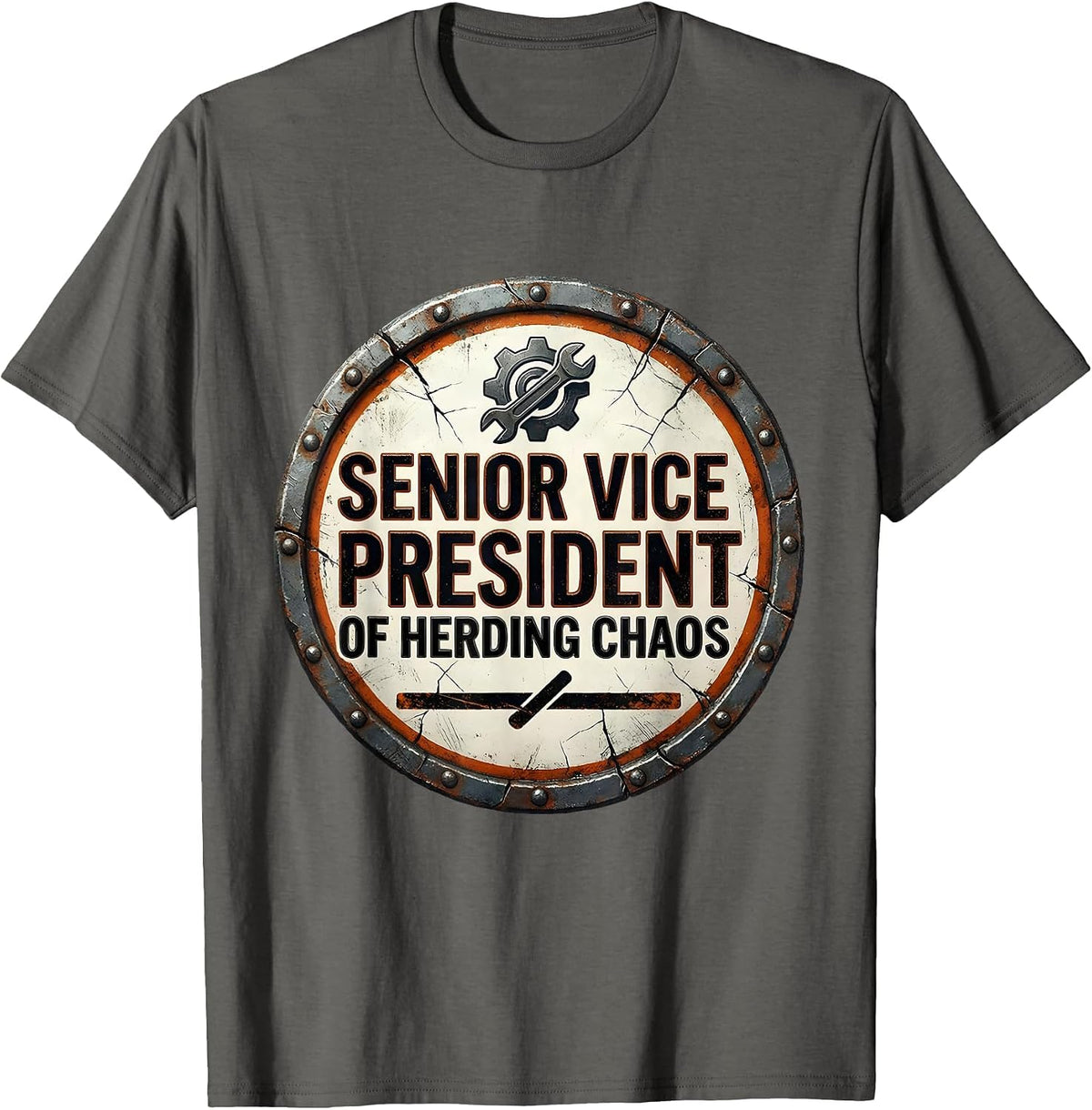 Men's Senior Vice President Of Herding Chaos Funny Boss Sarcastic T-Shirt - Asphalt Grey