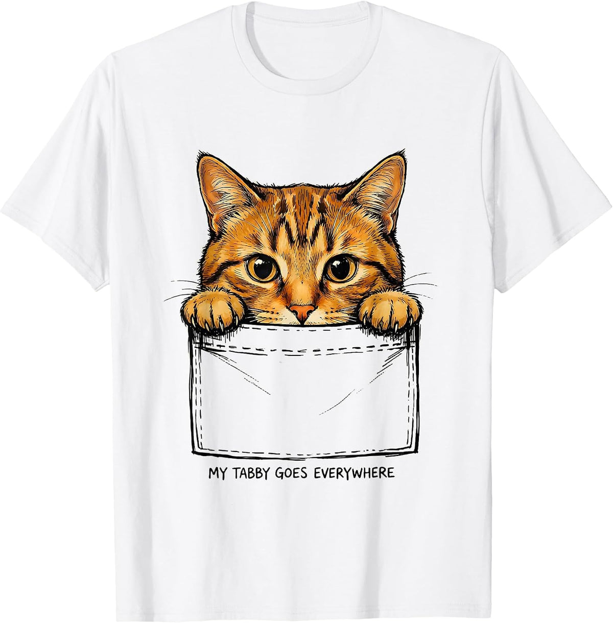 Men's My Tabby Goes Everywhere Cute Cat Lover Gift T-Shirt - White