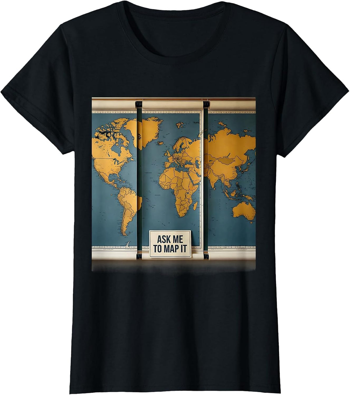 Women's Ask Me To Map It Funny History Teacher Social Studies Back T-Shirt - Black