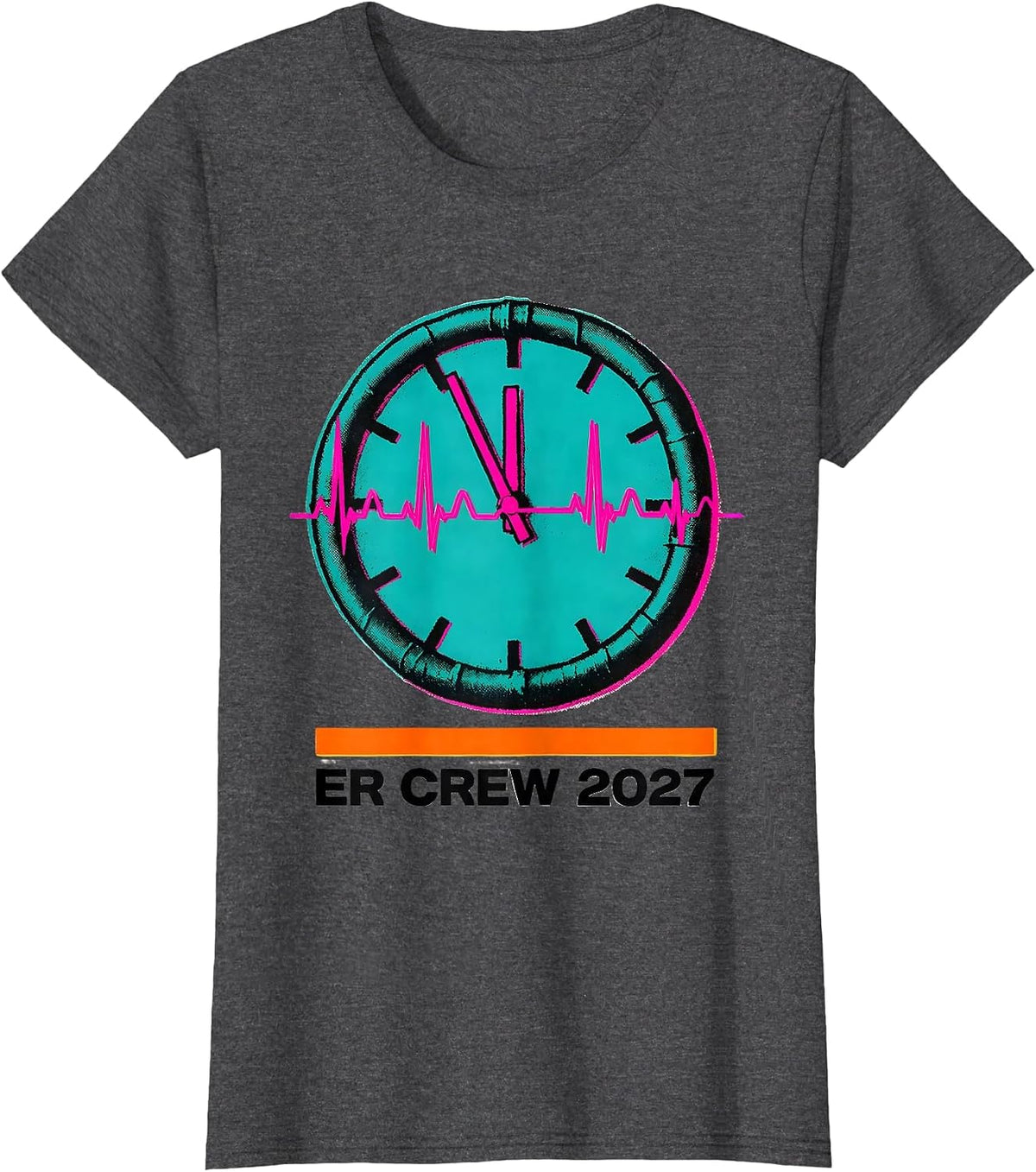 Women's ER Crew 2027 Funny Nurse Crew New Years Eve Party T-Shirt - Dark Heather Grey
