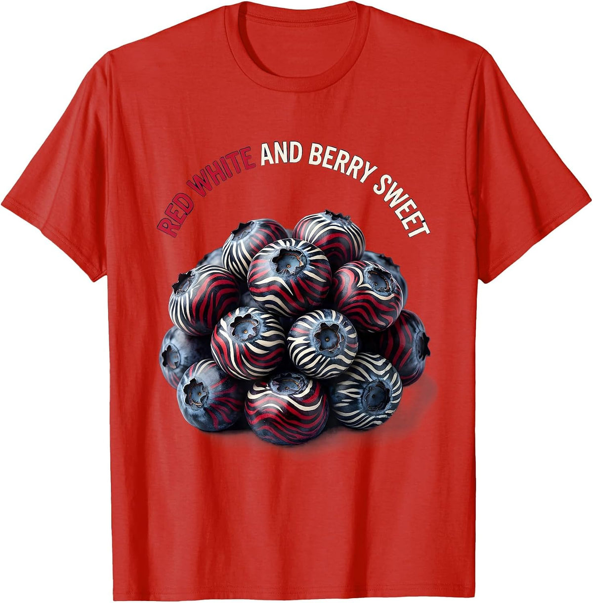 Men's Red White and Berry Sweet Patriotic Design T-Shirt - Red