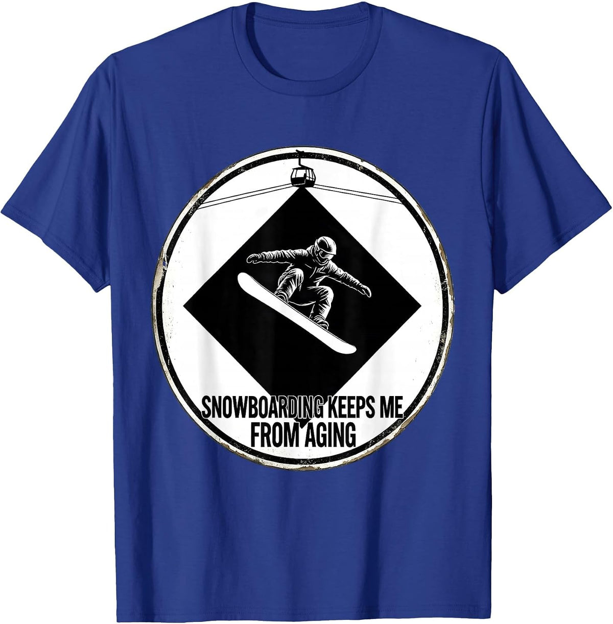Men's Snowboarding Keeps Me From Aging Vintage Nostalgic T-Shirt - Royal Blue