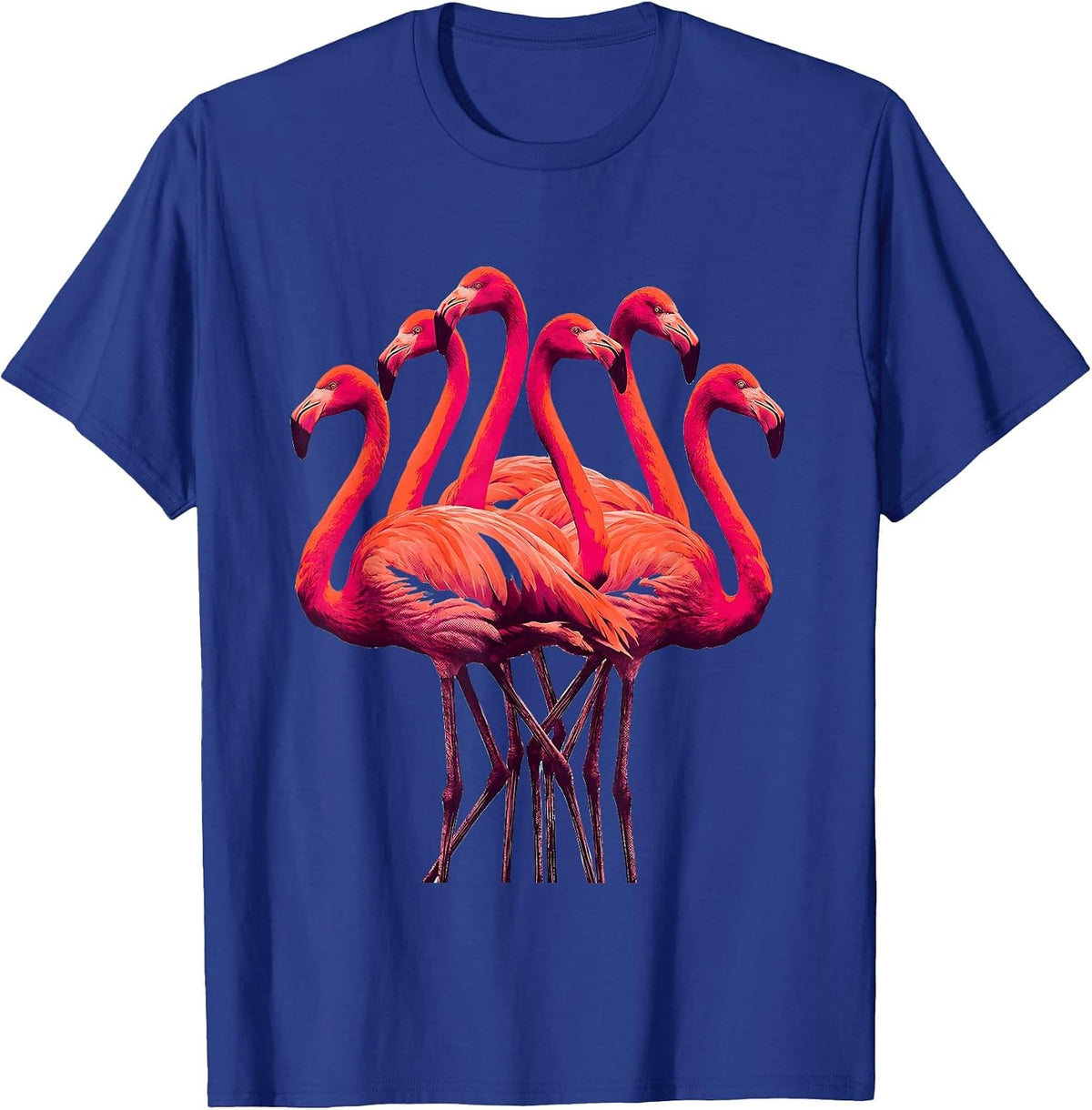 Men's Flamingo Crescent Screenprint Novelty Bird Humor T-Shirt - Royal Blue