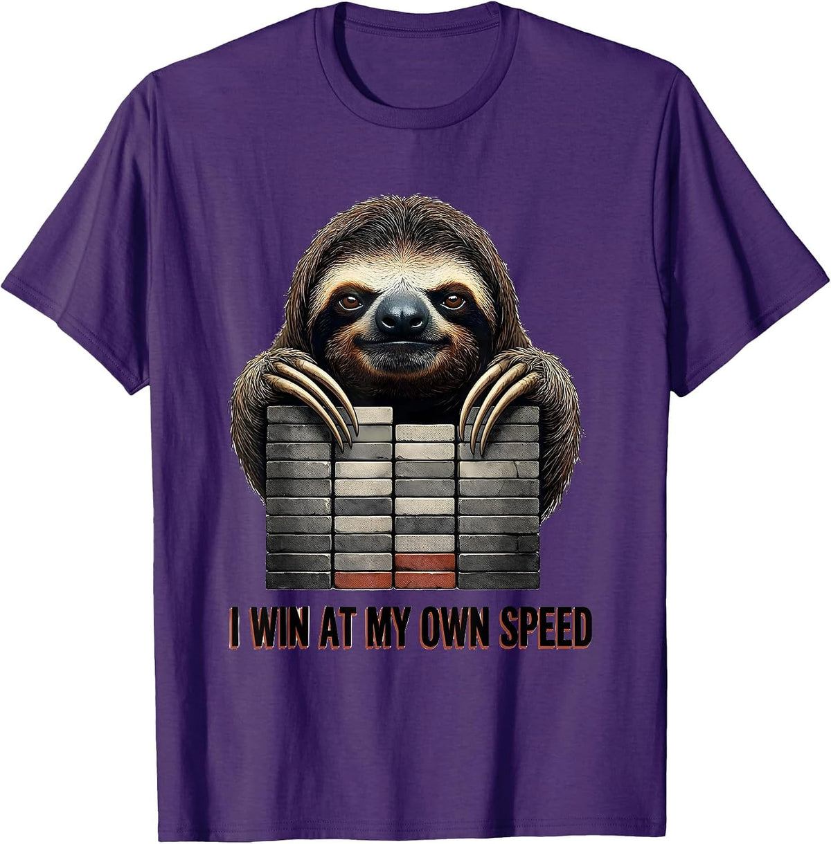 I Win At My Own Speed Funny Sloth Lover Humor T-Shirt - Purple