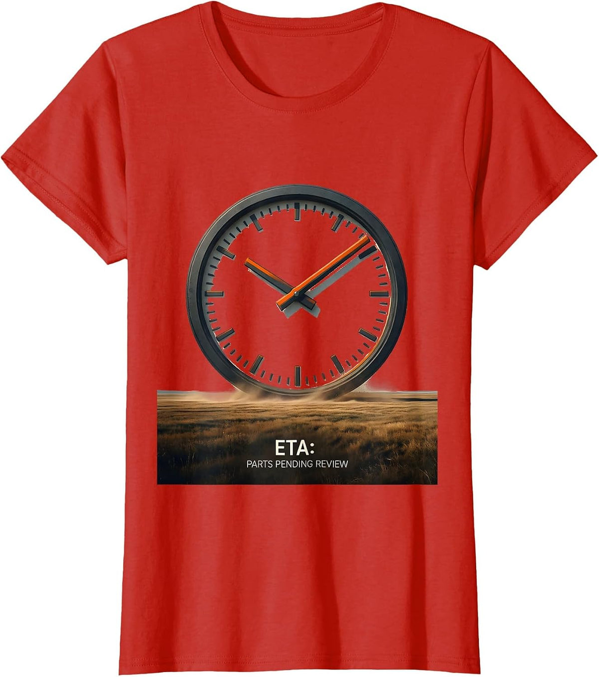 Women's ETA PARTS PENDING REVIEW Funny Mechanic Skeleton Auto Repair T-Shirt - Red