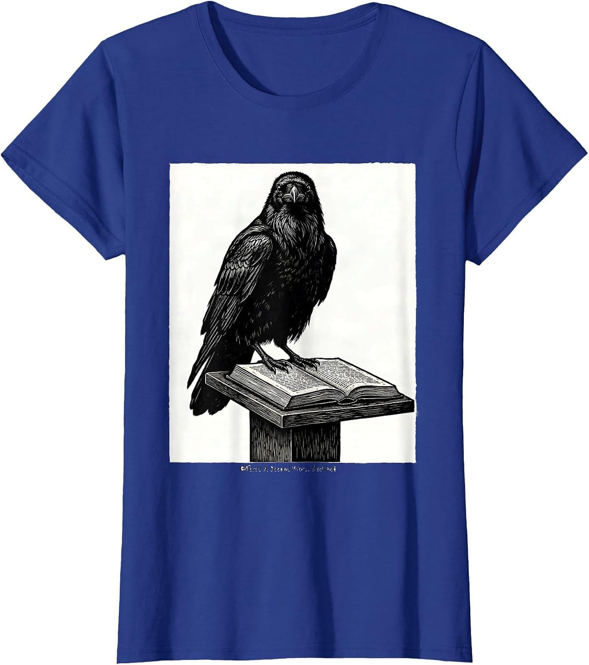 Women's Offered A Second Word Declined Gothic Edgar Allan Poe Raven T-Shirt - Royal Blue