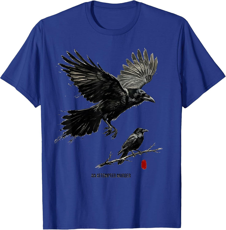 An Attempted Murder Ink Brush Dark Humor Crow Lover Gift T-Shirt - Royal Blue