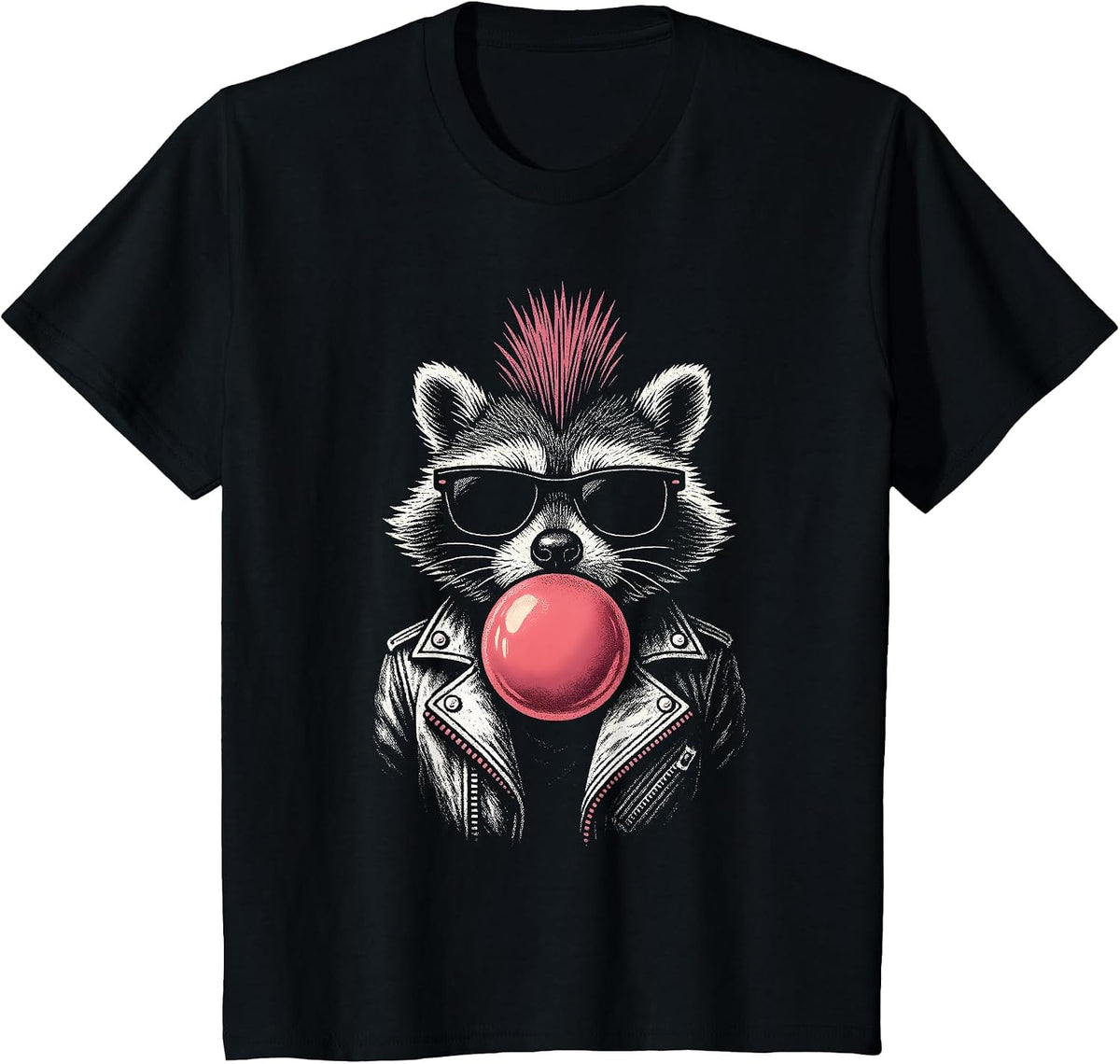 Raccoon Rock Music Men Women Kids Funny Raccoon T-Shirt - Black