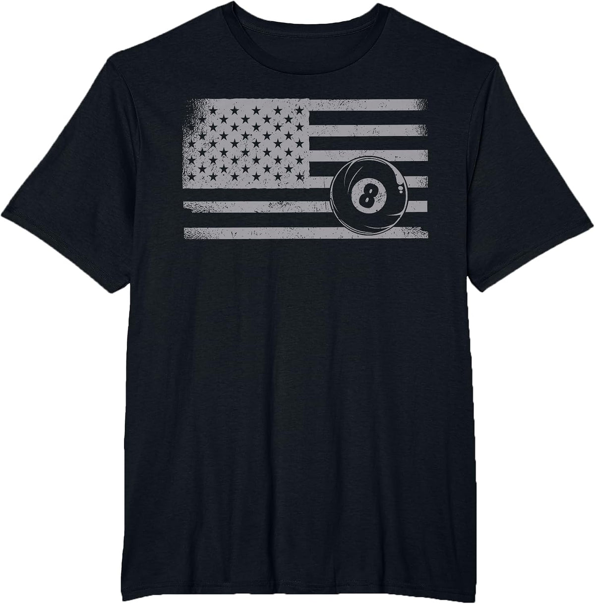 Billiards Pool Player Ball American Flag Vintage 8 Ball T-Shirt - Black