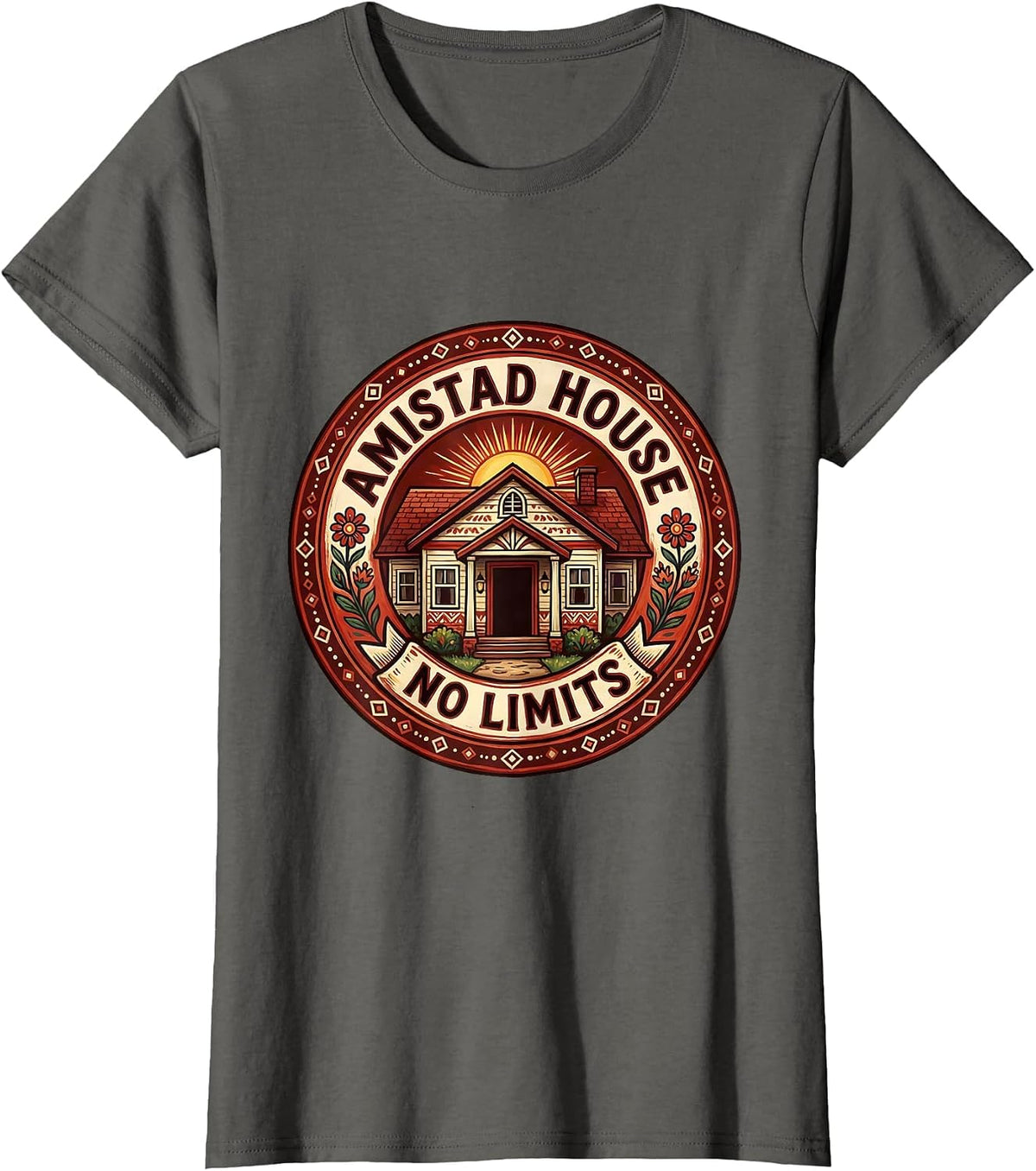 Women's Amistad House No Limits Inspirational Design T-Shirt - Asphalt Grey