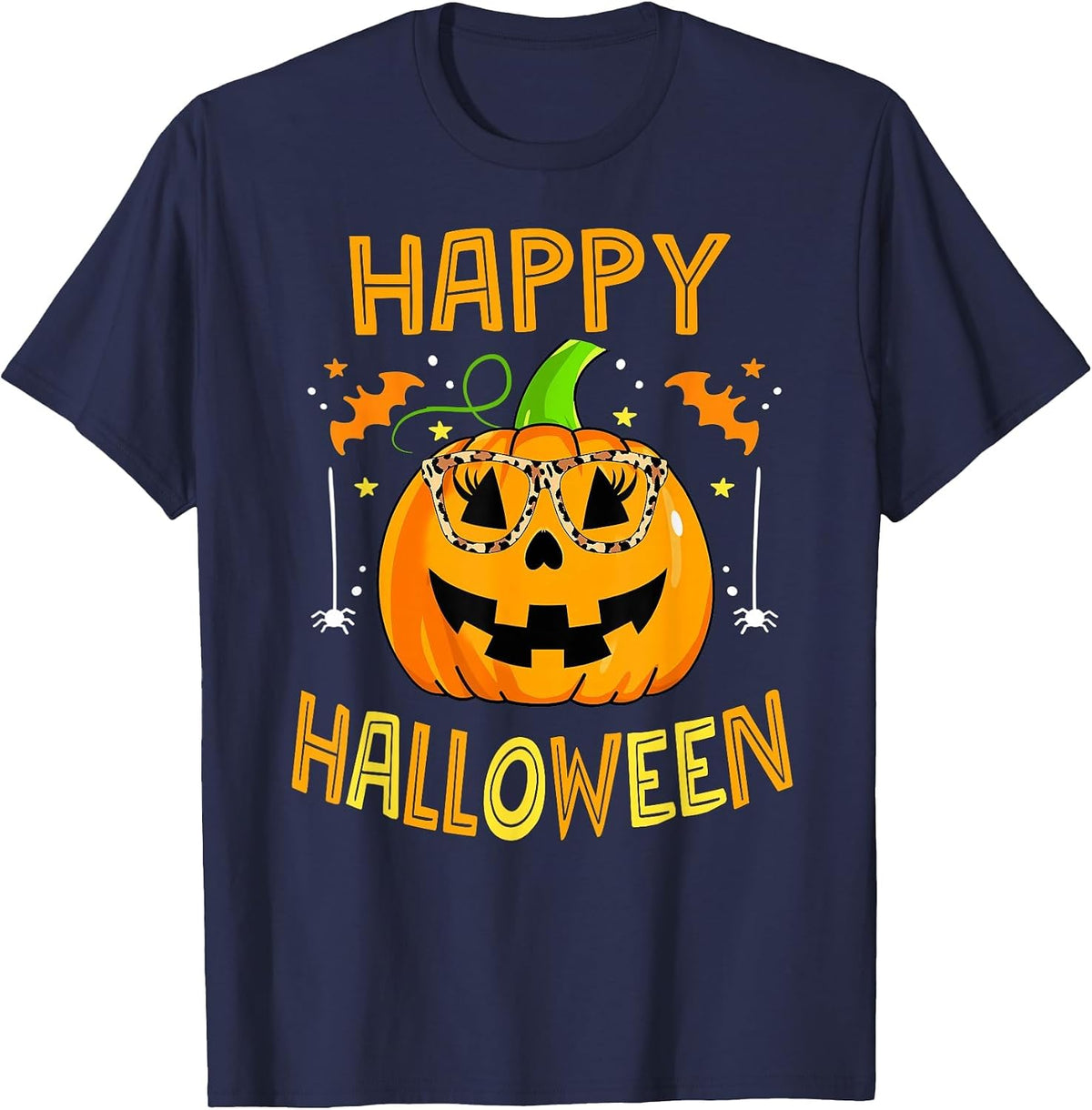 Trick Or Treat Halloween Funny Pumpkin Happy Halloween 2026 T-Shirt - Navy Blue