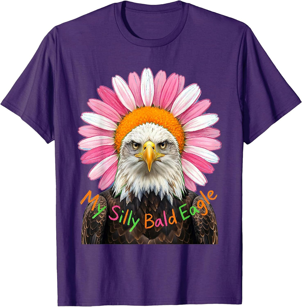 Men's My Silly Bald Eagle Naive Kidcore Funny Eagle Lover T-Shirt - Purple