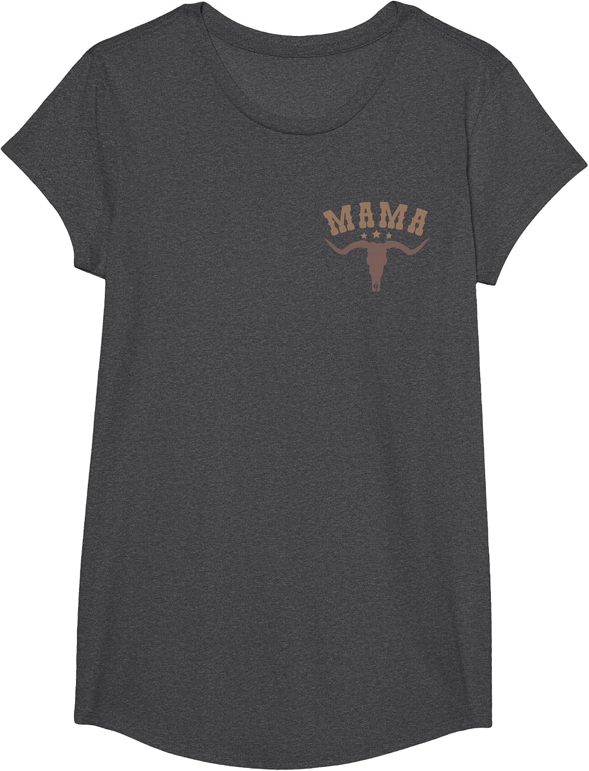 Mama Skull Highland Cow Boy Western Rodeo Family Matching T-Shirt, Girls, Dark Heather Grey, Large - As Pictured