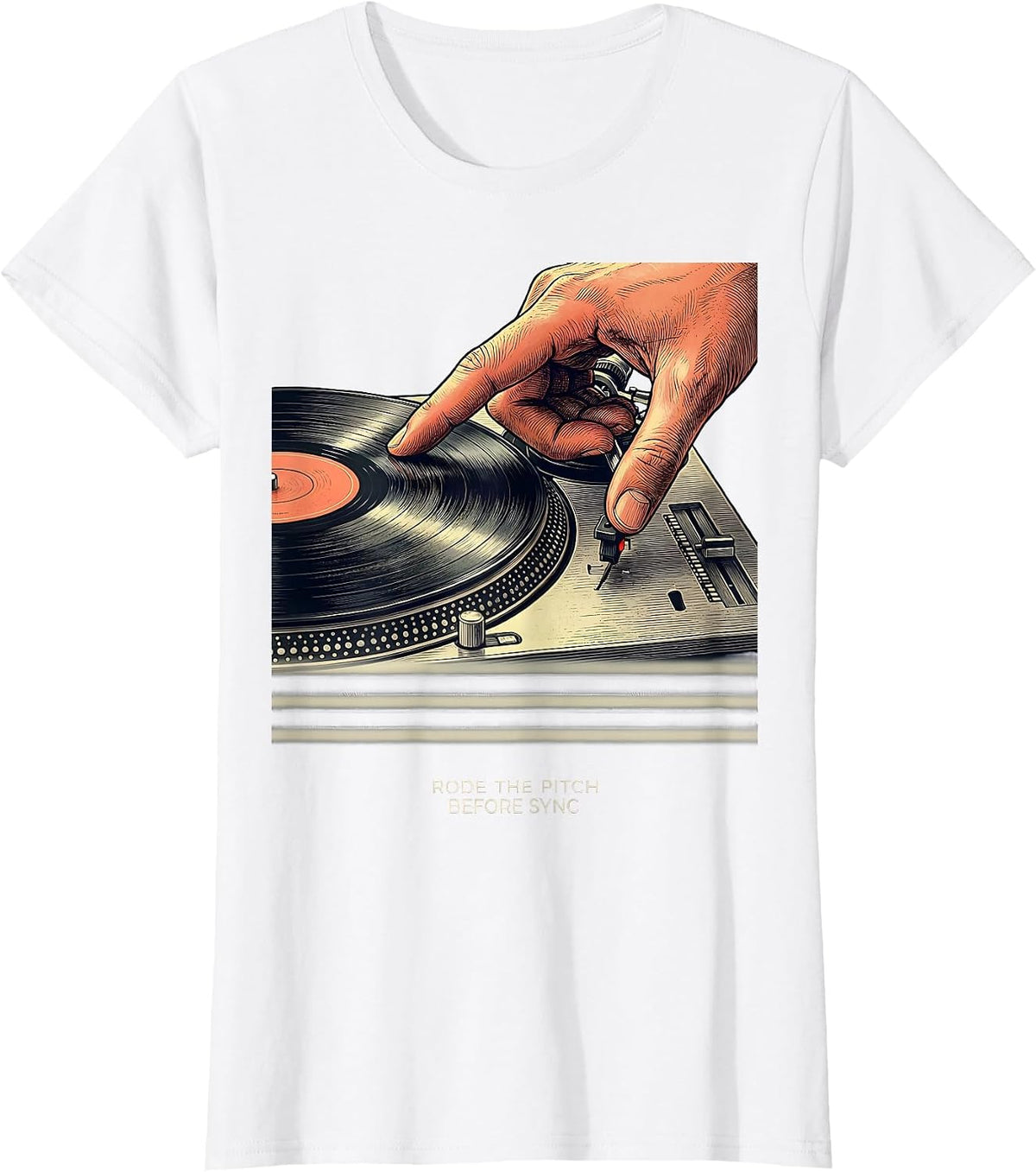 Rode The Pitch Before Sync Funny DJ Gift Retro Music Mixing T-Shirt - White