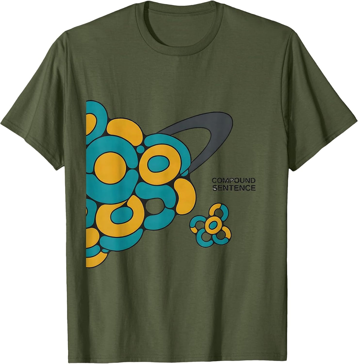 Men's Compound Sentence Midcentury Modern Chemistry Nerd Humor T-Shirt - Olive Green