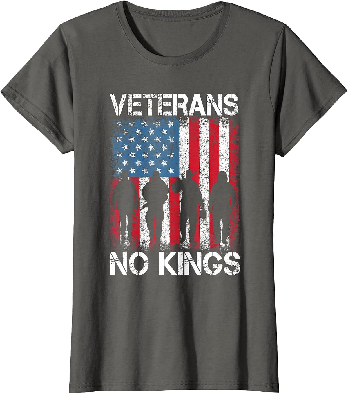 Vintage Military America Flag Veterans Day T-Shirt - Asphalt Grey