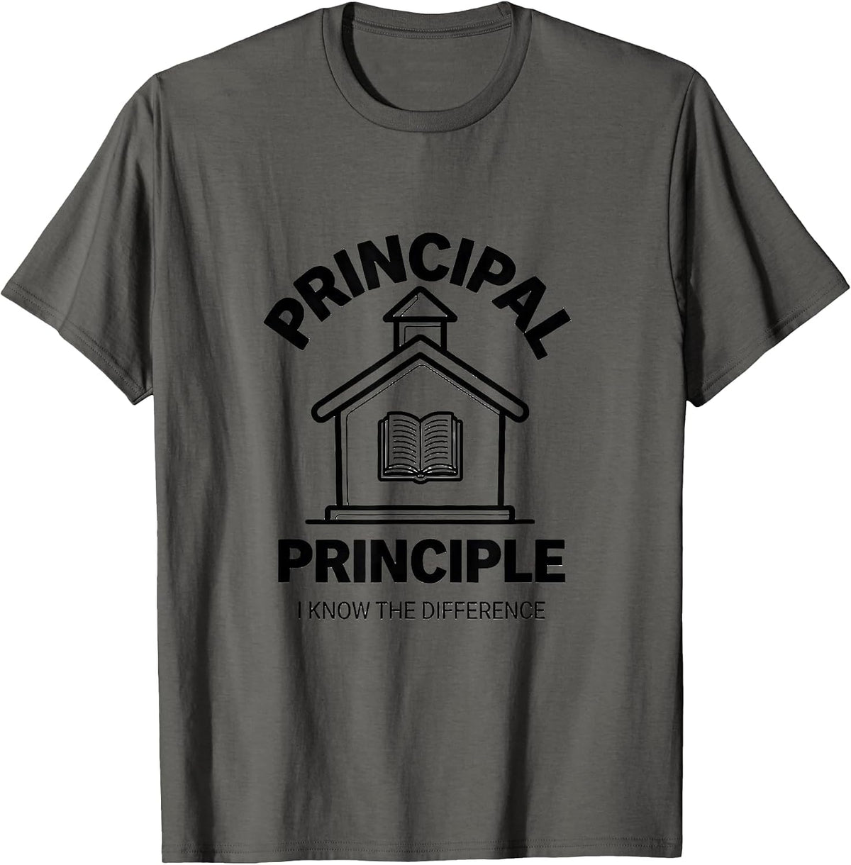 Principal Principle I Know The Difference Funny Grammar T-Shirt - Asphalt Grey