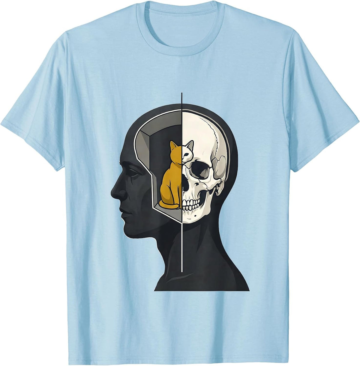 Men's Schrodingers Cat Quantum Physics Humor Conceptual Design T-Shirt - Baby Blue
