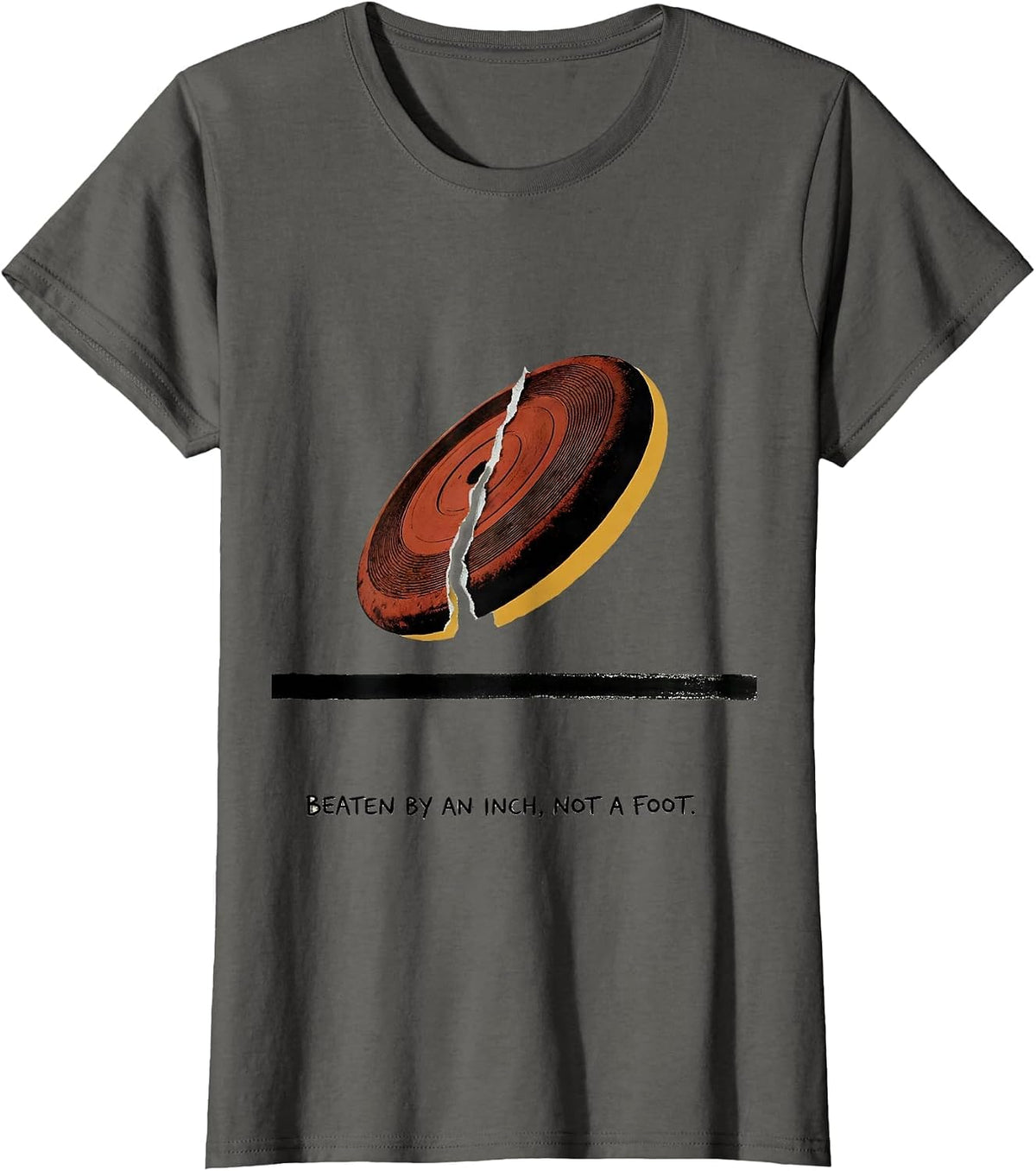 Women's Beaten By An Inch Not A Foot Funny Track And Field Thrower T-Shirt - Asphalt Grey
