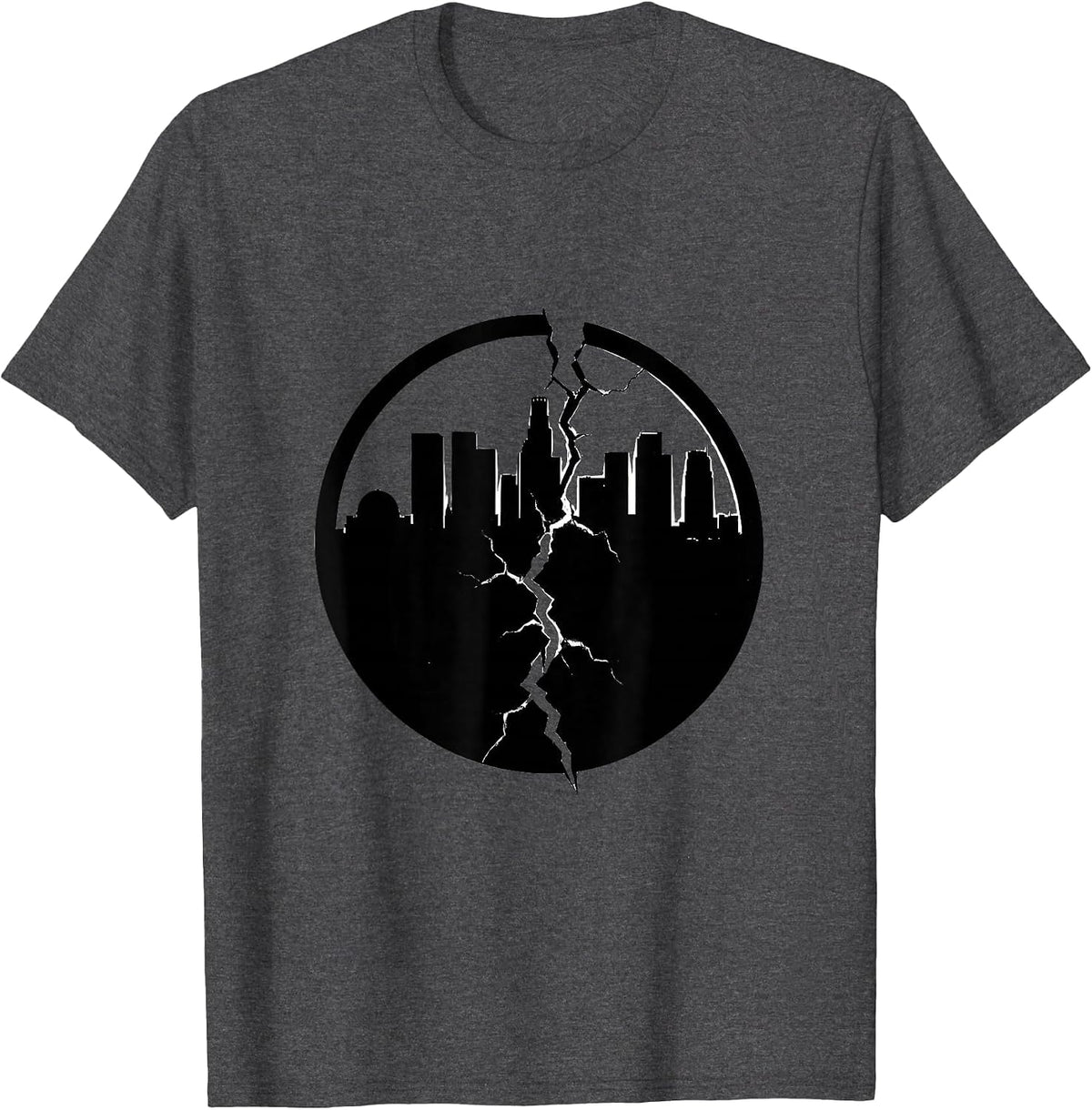 Los Angeles Earthquake Crack Sidewalk Graphic T-Shirt - Dark Heather Grey