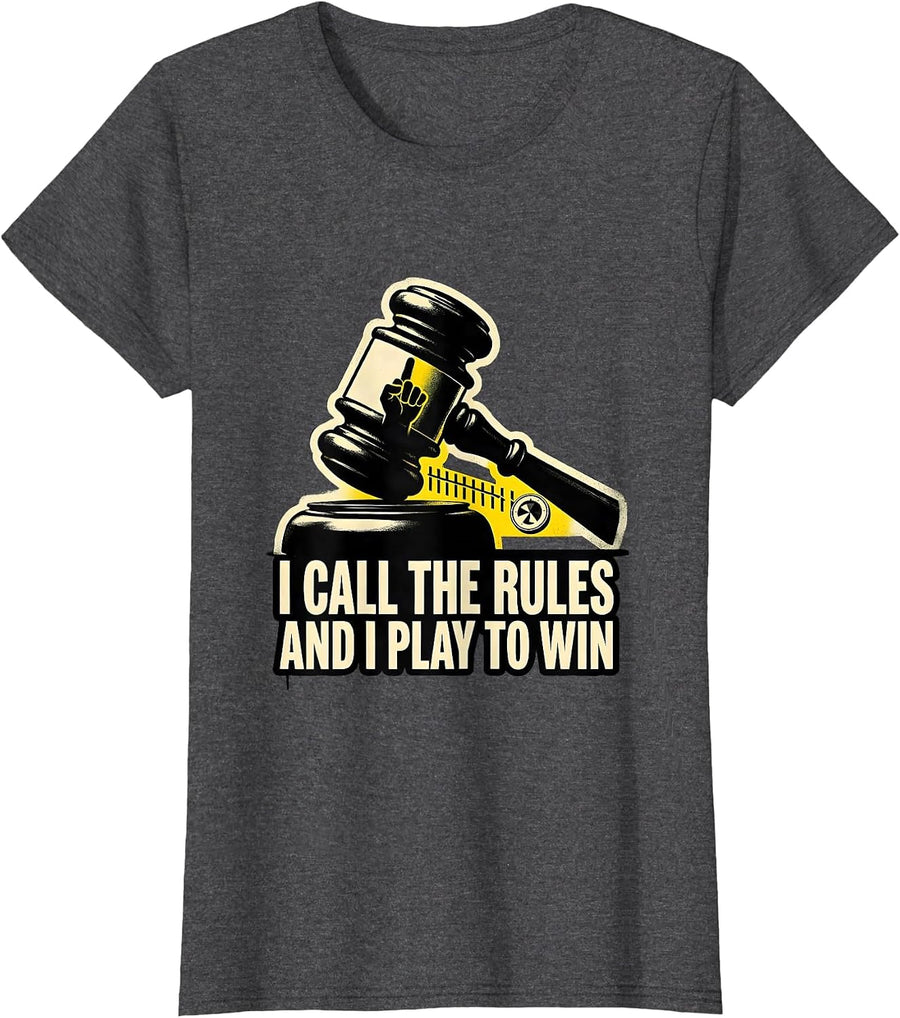 Women's I Call The Rules And I Play To Win Funny Game Night Host T-Shirt - Dark Heather Grey