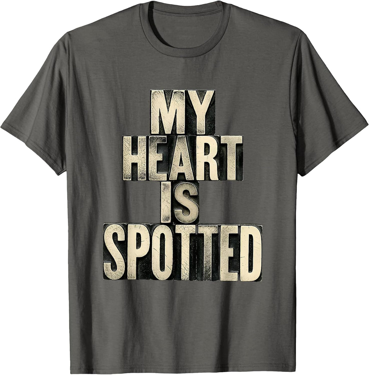 My Heart Is Spotted Dalmatian Dog Lover Design T-Shirt - Asphalt Grey